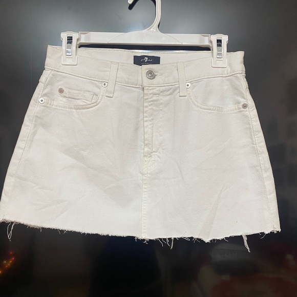 7 for All Man Kind White denim Mini Skirt - Picture 1 of 7